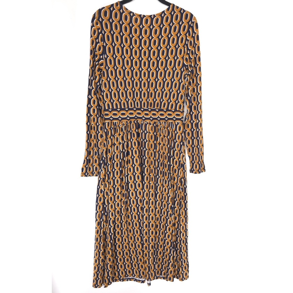 BODEN Women's Thea Midi Dress Mustard 4R Geometric Jersey Long Sleeve D1059 - Picture 8 of 13